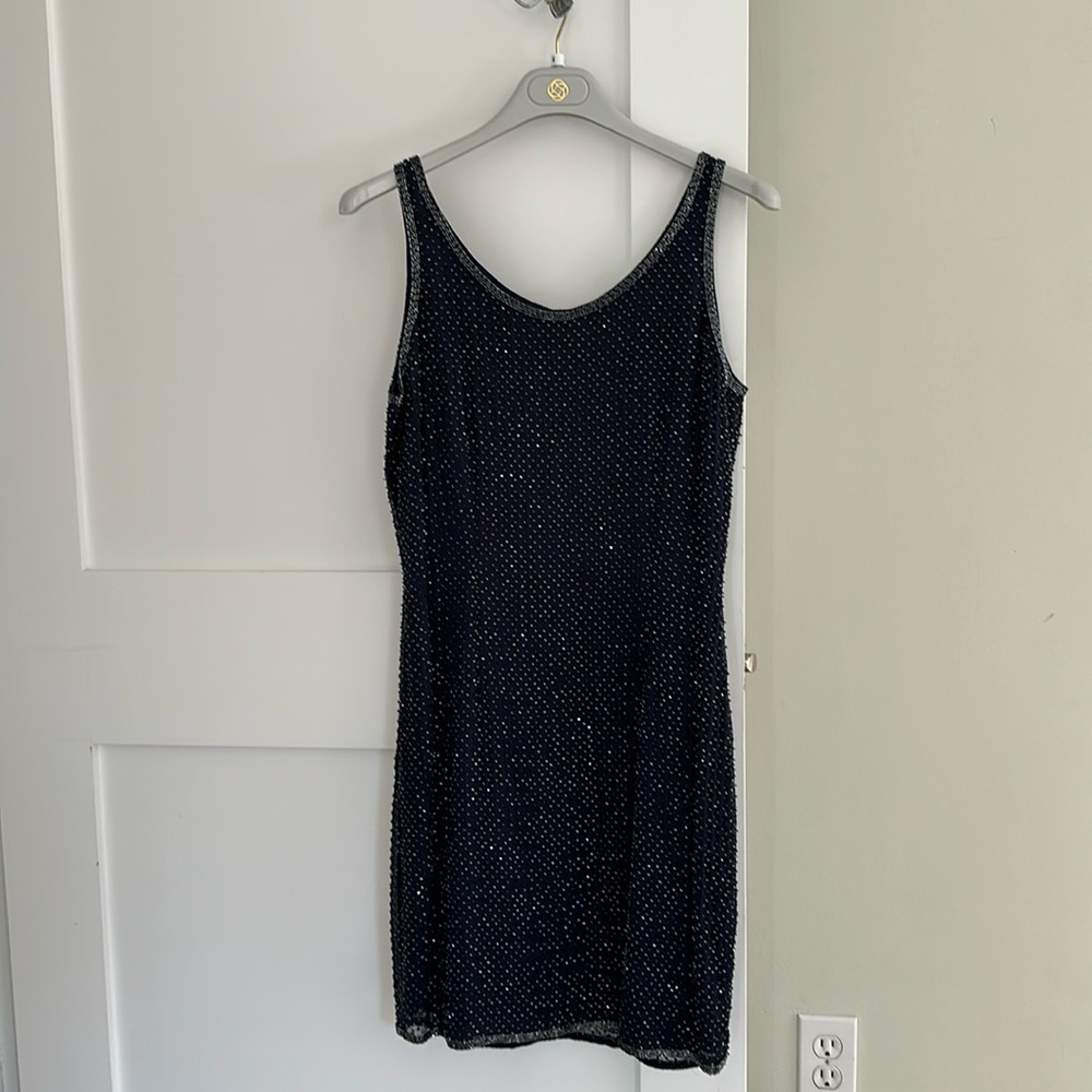 Beautiful Ann Taylor midnight blue, beaded dress size 4
